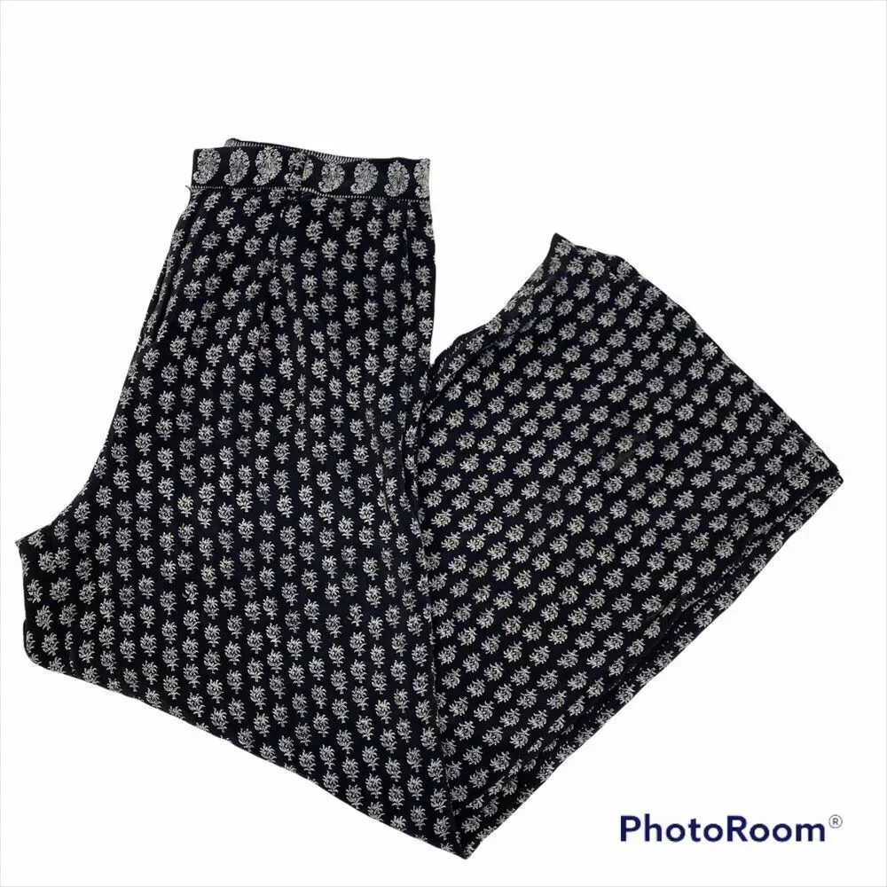 Madwell‎ Tree Print Black and Ivory Silk Pants 2